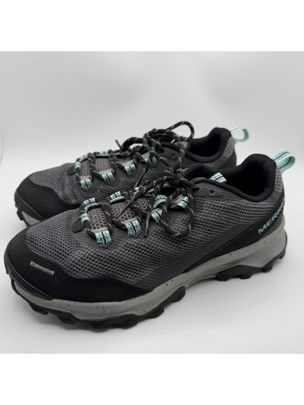 Merrell Speed Strike Hiking Sneakers Women Size 8 Charcoal/Aqua Lace Up Comfort